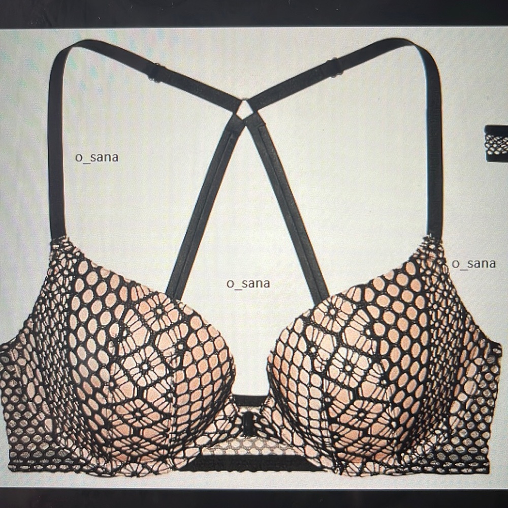 Victoria’s secret bra Very Sexy Push Up Lace Mesh Black Nude 34c 32d